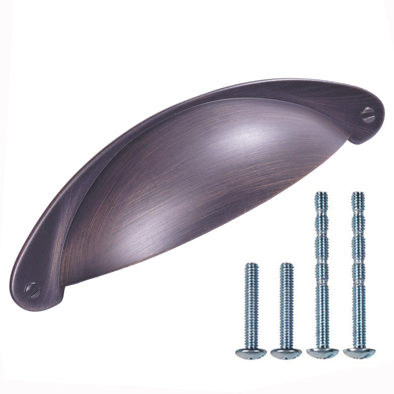 10 Pack 3 inch (76mm) Oil Rubbed Bronze Cabinet Cup Pulls - Kitchen Hardware Drawer Handles and Knobs