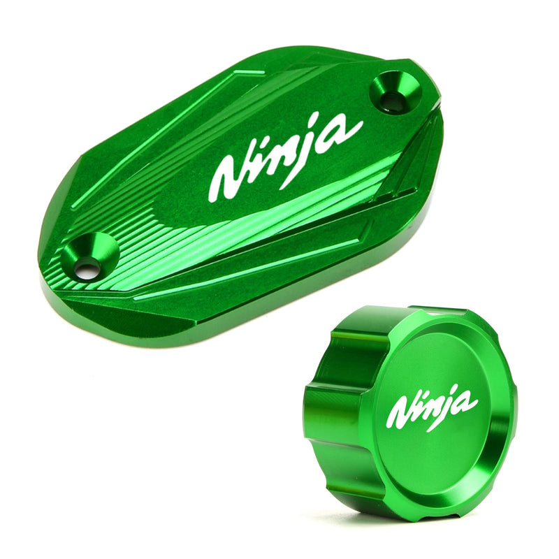 Compatible with Ninja 500 2025 Ninja 500SE 2024 Ninja 400 ninja400 2018-2024 CNC Motorcycle Rear and Front Brake Fluid Reservoir Cover Cap