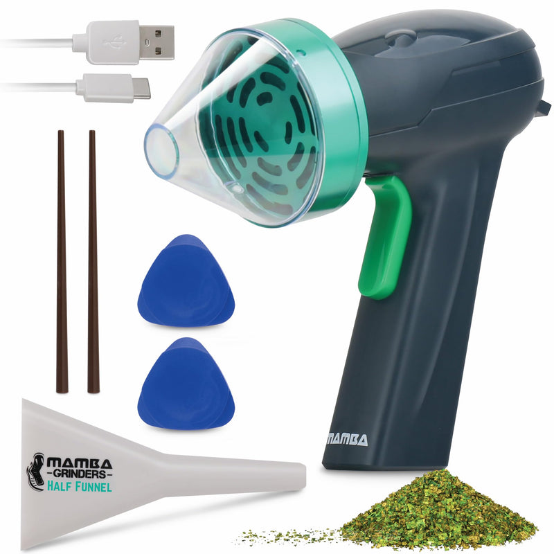Mamba Monster 3.5g Green USB Electric Herb Grinder. Large Capacity Portable Metal Herbal Machine & Spice Mill for the Kitchen Anchor Gray & Green 63mm