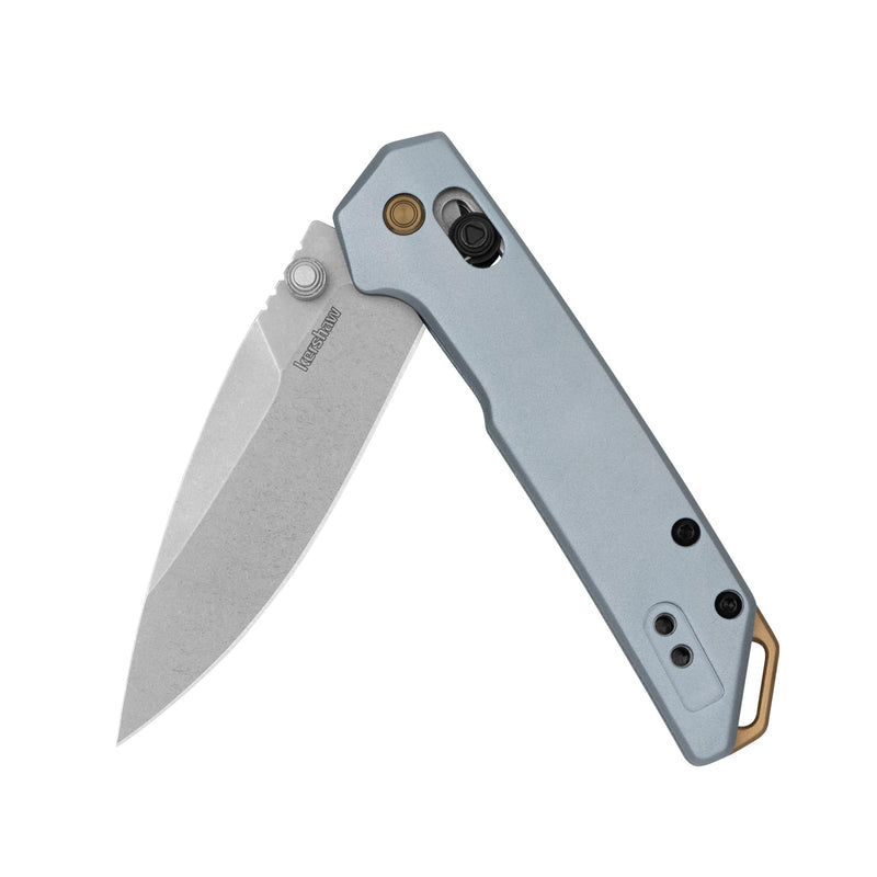 Kershaw Mini Iridium Folding Pocket Knife, 3 inch D2 Steel Blade, DuraLock, Aluminum Handle, Pocketclip Gray