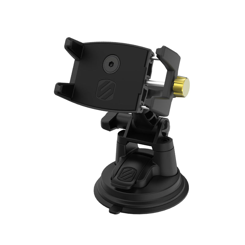 Scosche BMG1WDHD HDGrip™ Heavy Duty, Extra-Strong Suction Cup Phone Mount, Adjustable Windshield/Dashboard Cell Phone Holder with Anti-Shake Stabilizer for iPhone, Android Smartphone, Car, Truck Universal - Window / Dash Suction