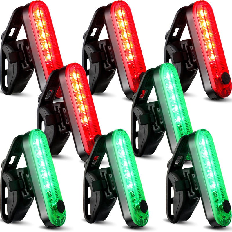 Treela 8 Pcs Kayak Navigation Lights Battery Boat Stern Lights Waterproof LED Navigation Light for Night Boats Marine Safety Light for Pontoon Boat, Dinghy Flashing Mode(Red, Green) Red, Green