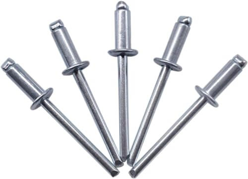 (Pack of 100) 3/16" x 15/32" (5.0 x 12 mm) Blind Rivets, Open Dome Head, Pop Rivets DIN 7337, Steel Rivets and Steel Mandrel 3/16" x 15/32" (5.0 x 12 mm)