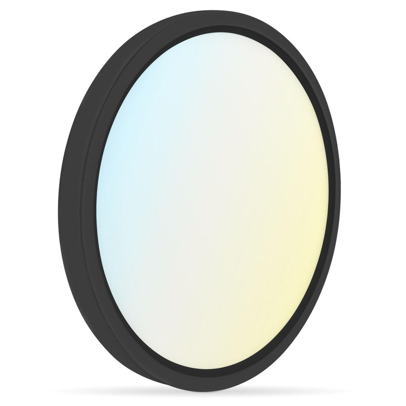 LUXRITE 7 Inch LED Flush Mount Ceiling Light, Dimmable, 15W 1000LM, 5CCT 2700K 3000K 3500K 4000K 5000K, Ultra Slim Round LED Ceiling Light, Wet Rated, Energy Star, ETL - Black