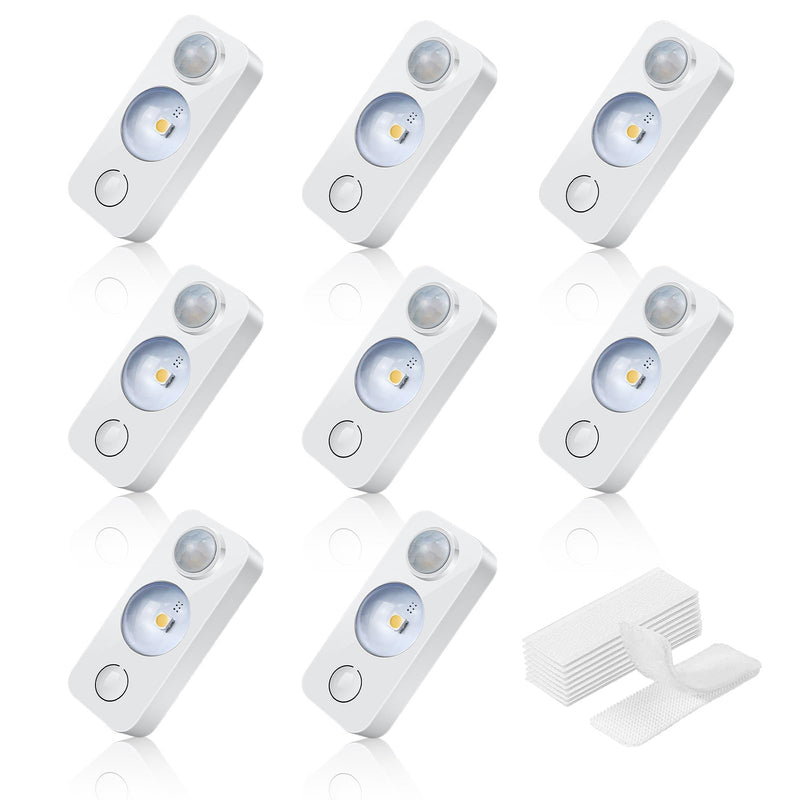 LED Motion Sensor Puck Lights, Rechargeable Cabinet Lights, Stick on Wireless LED Night Light for Closet, Drawer, Shelf, Under Cabinet, Warm White 8Pack, USB Charging Cord Included 8 Pack