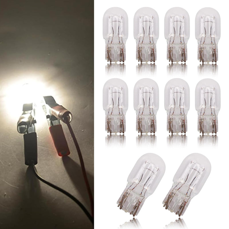 10 PCS Automotive T20 Brake Bulb, 1891/7443 12V 21/5W Quartz Glass Shockproof Anti-UV Dual-filament Mini Halogen Bulb, 360 Degree Lighting Replacement, Suitable for Most Cars (White) 10 PCS White #T20