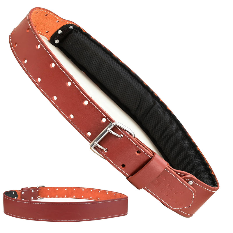 Leather tool belt for men grain leather work belts | 3 inch carpenter constaraction belt multipurpose along with foam padded tool belt 34" to 49" Maroon 302 Standard