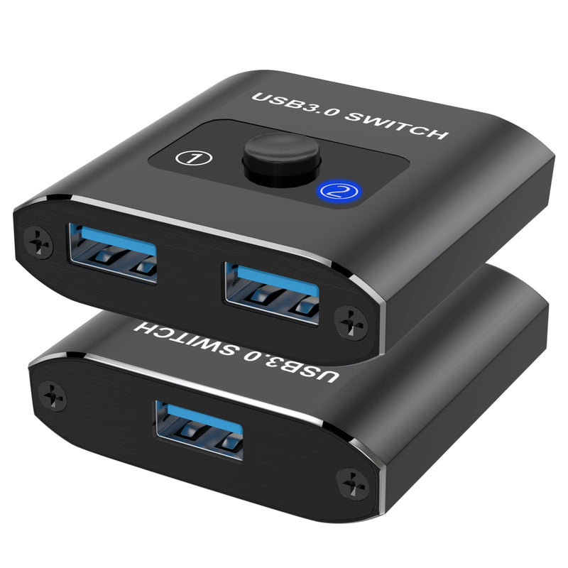 USB 3.0 Switch Selector - Bi-Directional 1 in 2 Out/ 2 in 1 Out, Share USB Devices Between 2 Computers for Printer, Keyboard, Scanner, Mouse - Compatible with Mac/Win/Linux USB Switch