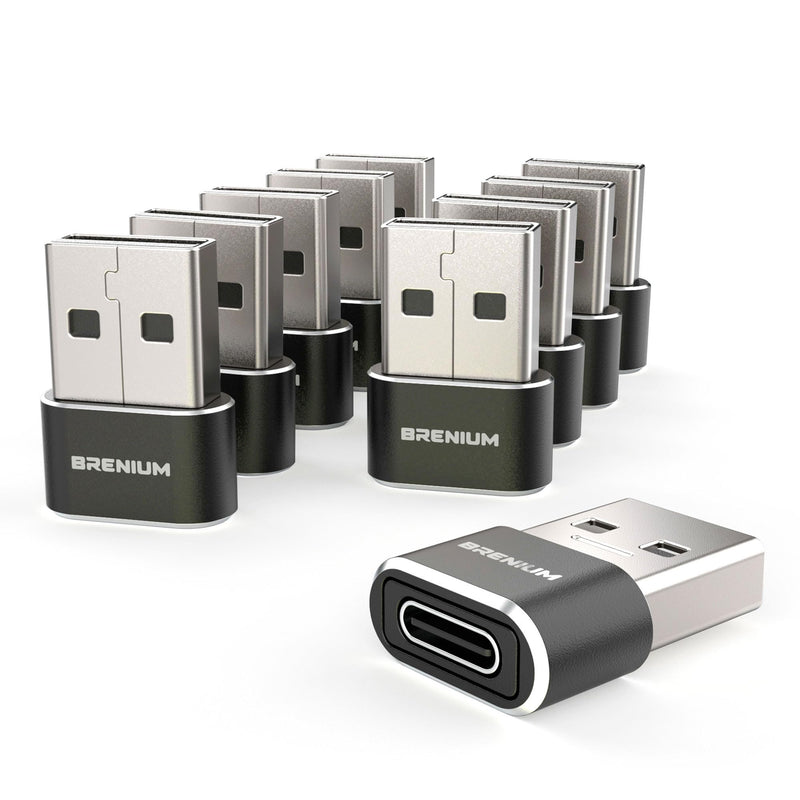 USB-C to USB-A Male Adapter 10-Pack - Charging and Data Converter Type C Female to Type A Male, Compatible with iPhone 15, Samsung Galaxy, iPad, Apple Watch - Black