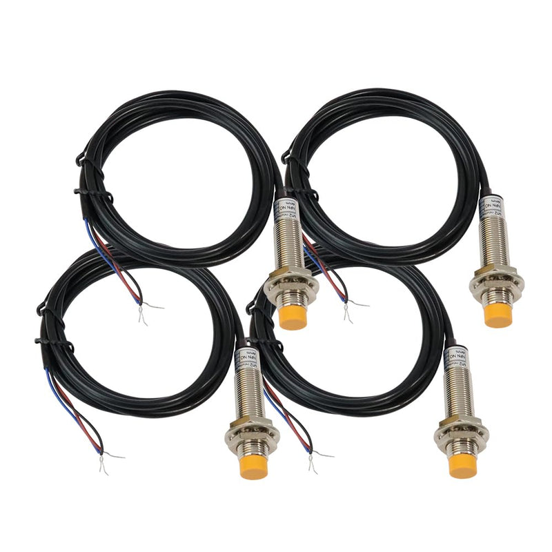 4Pcs M12 Proximity Sensor, NPN NO Inductive Proximity Sensor, Approach Switch, 4mm Detecting Distance Normally Open 6-36V LJ12A3-4-Z/BX, Unshielded, Can Replace Small Switches and Limit Switches 4 pcs