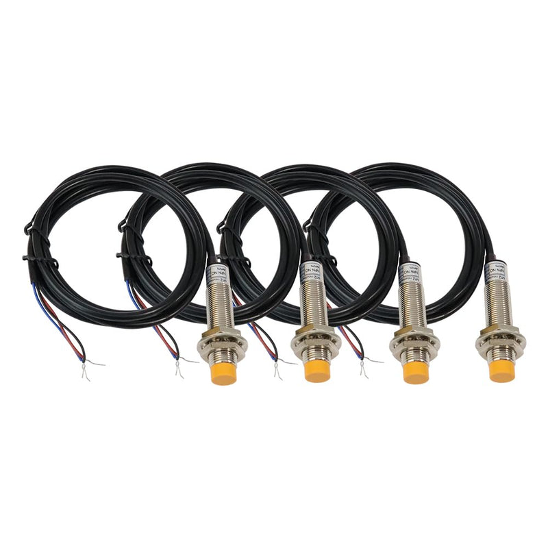 ATO M12 Inductive Proximity Sensor Switch, 4Pcs Non-Shield Detector 4mm NPN Normally Open(NO) Approach Sensor,Directly Connecting with PLC 4 pcs