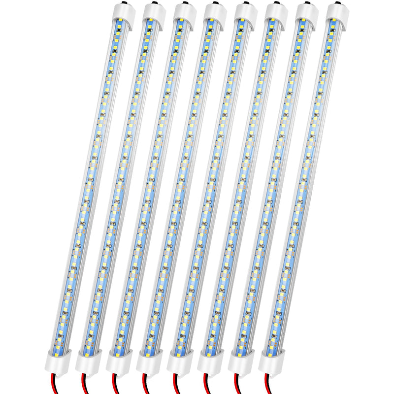 12v LED Interior Light Bar, DC 12 Volt led Strip Lights with Switch and Magnets, 6500K White Light for Enclosed Cargo Trailer Car RV Van Truck Lorry Cabinet Camper Boat Caravan Motorhome 8P 8 P