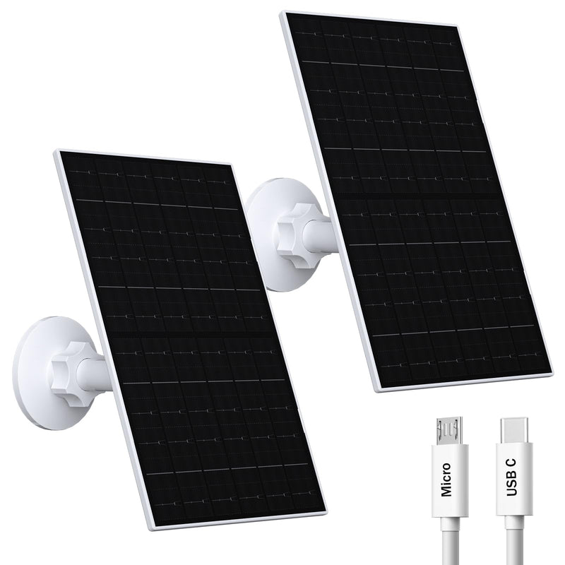7W Solar Panel Compatible with Eufycam, USB-C Solar Charger for 5V Battery Cameras, IP66 Waterproof, 360° Adjustable Mount, 9.8ft Charging Cable, 2 Pack 7W - 2 Pack