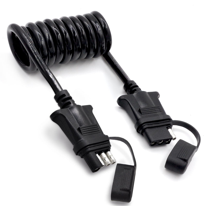 4 Way Flat Trailer Light Wiring Extension 4.5Ft 55 In, Stretchable Coiled Cable Hitch Plug With Sealed Cap, Hefty Outer Sheath Cooper Wire Harness, Quick-Connect 4 Pin Trailer Adapter Extender