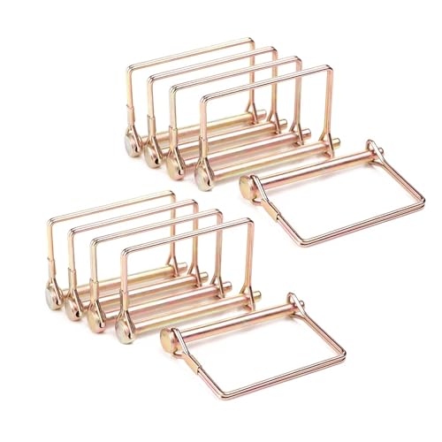 10 Pack 1/4x4 Inch Trailer Coupler Pin Heavy Duty Wire Lock Pin PTO Shaft Locking Hitch Pin Safety Towing Hitch Pin Trailer Accessories for Farm Trailers Wagons Lawn Garden (Gold) Gold