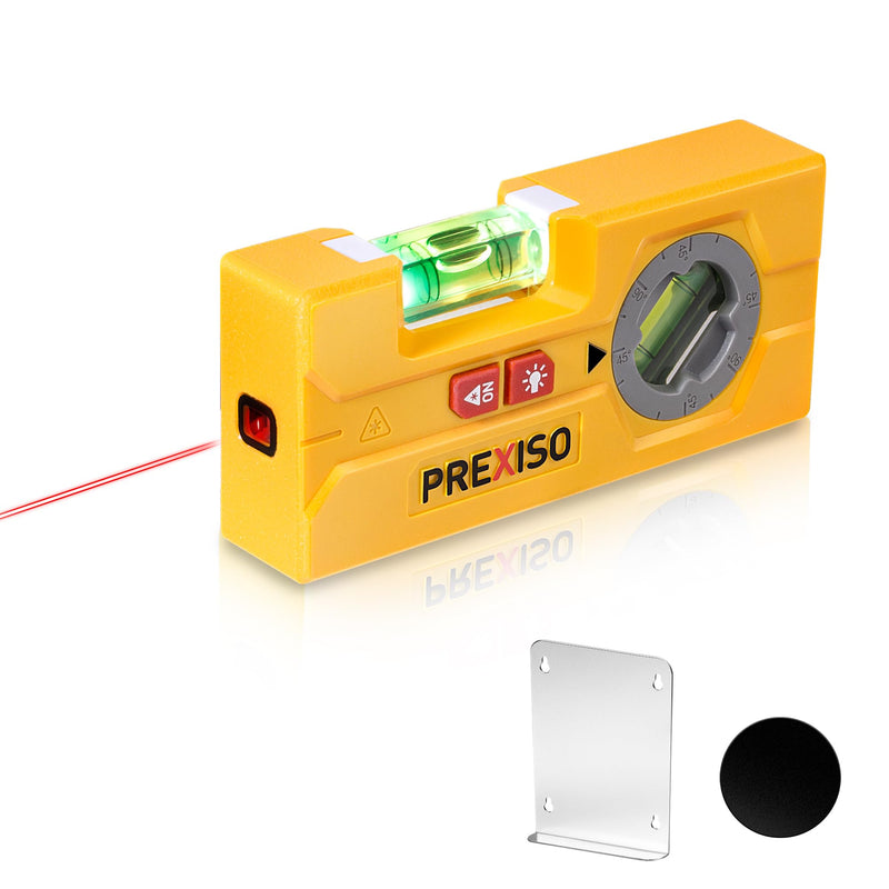 PREXISO 2-in-1 Line Laser Level - Mini Torpedo Level with Light, 3-3/4 inch Rotatable Magnetic Pocket Level & 30Ft Laser Line Leveler Tool for Hanging Picture, Wall Marking Painting, Home Renovation Rotatable Vial