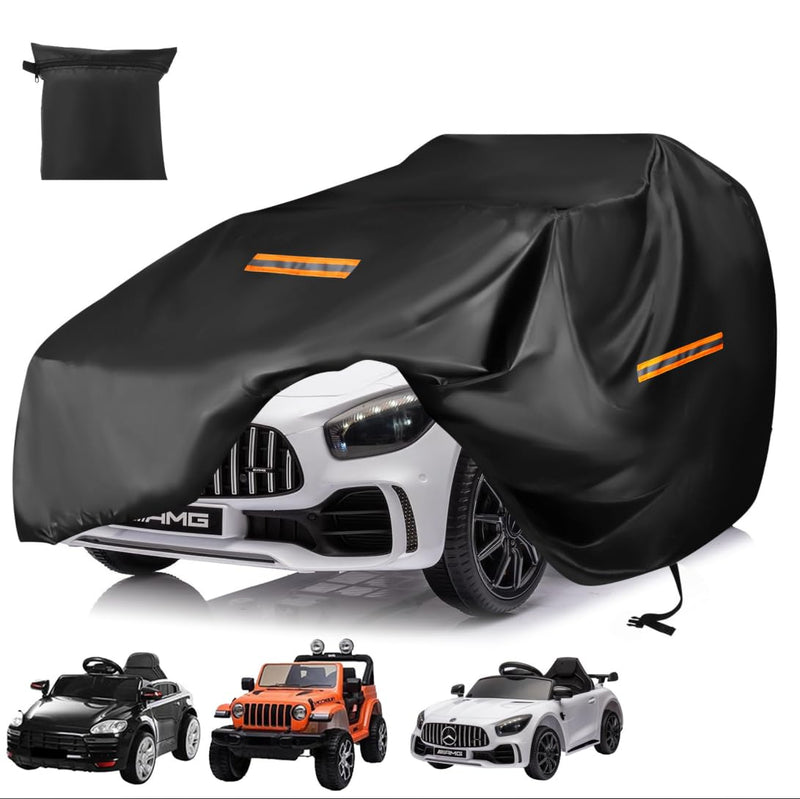 Power Wheels Cover for Outside Waterproof,Upgraded 420D Oxford Universal Ride On Toy Car Full Cover for Kids Vehicles,All Weather Outdoor Protective Cover with Windproof Buckles，3 Reflective Strips Small Kids Ride-On Truck Toy Car Cover