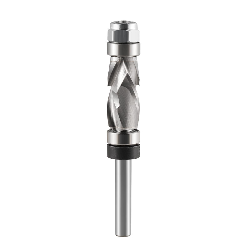 Compression Spiral Flush Trim Router Bit 1/4" Shank with Top and Bottom Bearing,1/2" Cutting Dia, Compression Flush Trim Bit for Wood Trimming Template Router Bit and Pattern Work Router Bits 1/2" Cutting Dia 1/4" Shank