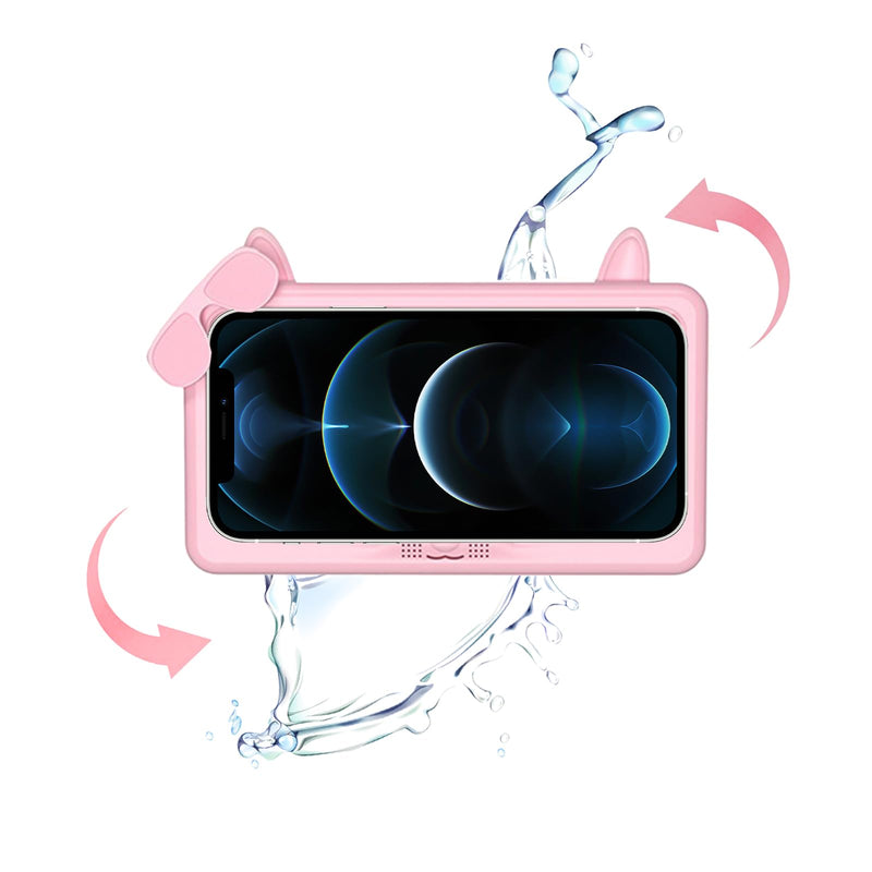 Shower Phone Holder Waterproof, Anti-Fog Touch Screen Shower Phone Case, 480 Rotation Wall Phone Mount Stand for Bathroom Batheub Kitchen Wall Mirror, Compatible with 4.7"-6.8" Phones (Pink) Pink