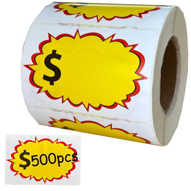 FuraHa Garage Sale Stickers, 500 Pcs Yellow Starburst Price Stickers, Vinyl, Contemporary Style, Adults, Spring to Winter