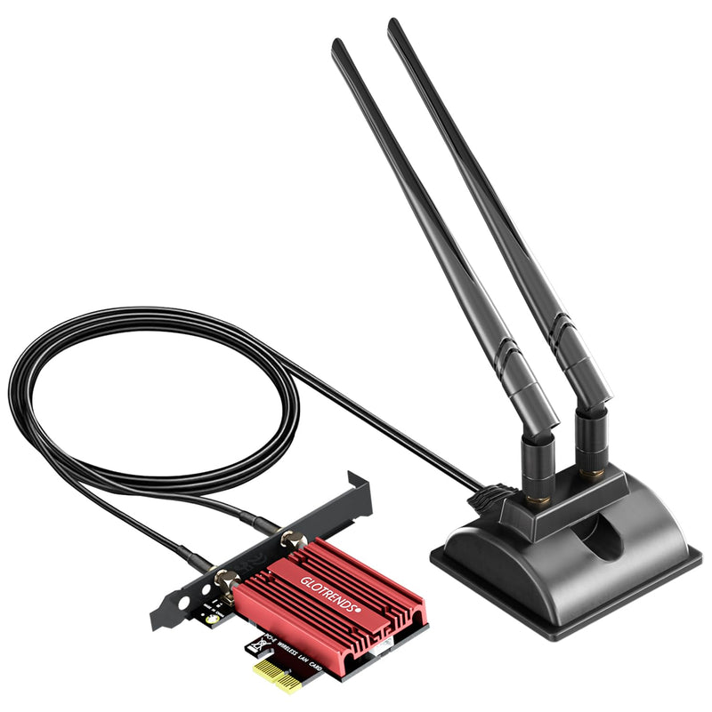 GLOTRENDS WiFi 7 PCIe Card with 2-Meter Extension Antenna for Desktop PC, Intel BE200NGW, Only Compatible with Windows 11 24H2 or Above Version (Not Support AMD Motherboard)
