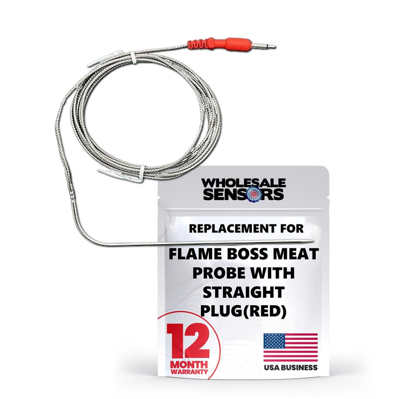  [AUSTRALIA] - Flame Boss Replacement High Temperature Meat Probe with Straight Plug (Red) 12 Month Warranty