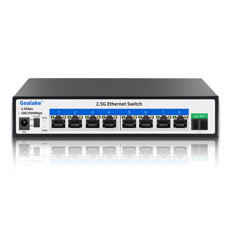 8 Ports Ethernet Switch, 8X 2.5G RJ45 Ports and 1X 10G SFP Ports, 60Gbps Switching Capacity, Ideal for 2.5G NAS, 4K Video, Gaming PC, 2.5G Server, 2.5G WiFi AP,2.5G PCIe Adapter 2.5G Gigabit 9 Ports|8*2.5G+1*10G SFP
