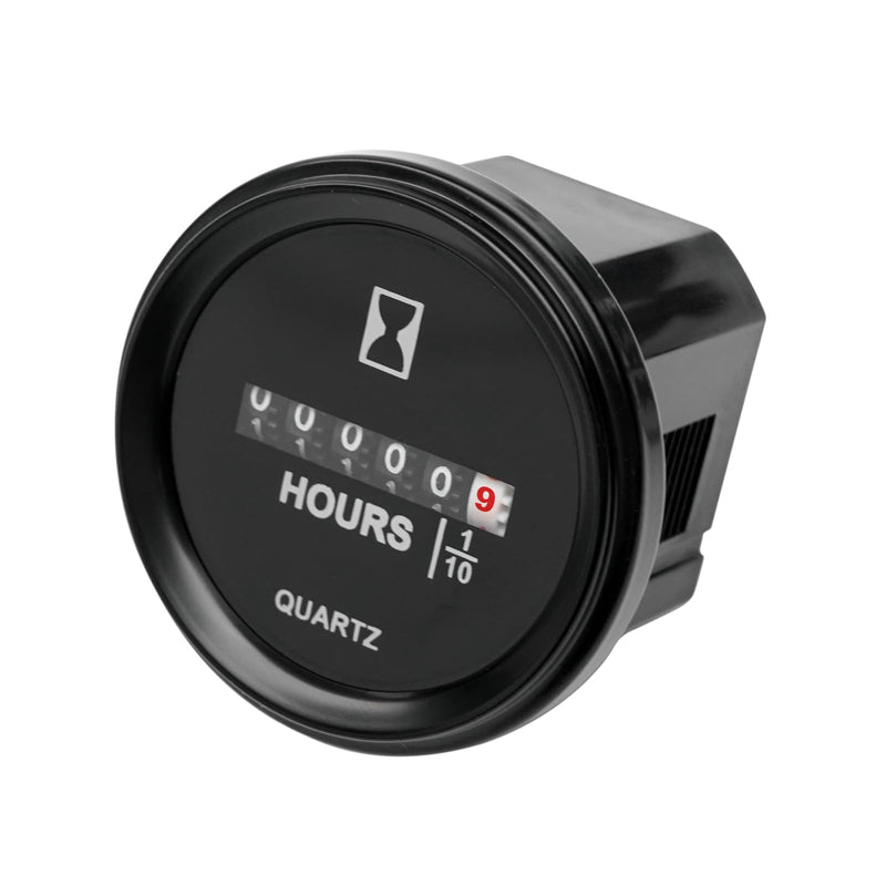 Quartz Hour Meter Round Mechanical Timer Snap in Engine Hour Gauge for Snowmobile Auto Boat Automobile Lawn Tractor Pump Wood Chipper Marine Truck Vehicle Generator (S-DC8-80V) S-DC8-80V