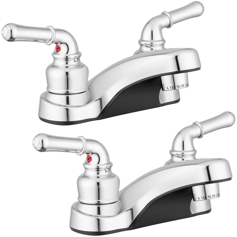 Pacific Bay Lynden Bathroom Sink Faucet, Plated ABS (Chrome) 2 Pack | Metallic-plated ABS sink faucet - lightweight, rustproof, and easy to install. Plated ABS plastic (not metal). Polished Chrome