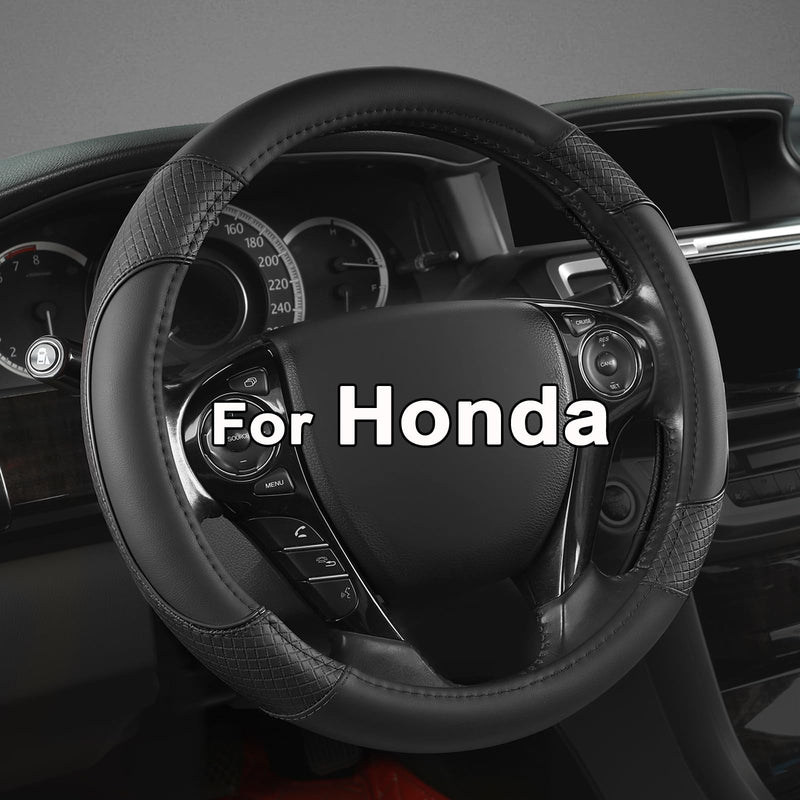 GIANT PANDA Steering Wheel Cover for Honda Civic(2006-2015),CR-Z, Insight, S2000 (Black-Small Size) Small size (14 ''-14.25'') Black