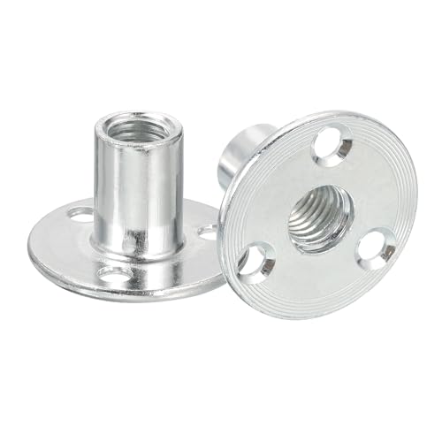uxcell M12 Brad Hole Tee Nut, 15pcs Carbon Steel Round Base Screw-in T-Nuts Furniture Hardware Flange Female Thread Insert Nuts 15
