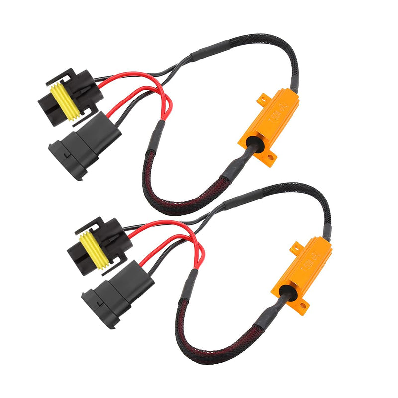 BESULEN 2PCS H11 Car LED Resistor Kit, 50W 6Ohm Vehicle Headlight Anti Flicker Error Decoder, Auto Fog Turn Signal Bulb Load Resistor Relay Harness Adaptor, Universal Auto Accessories
