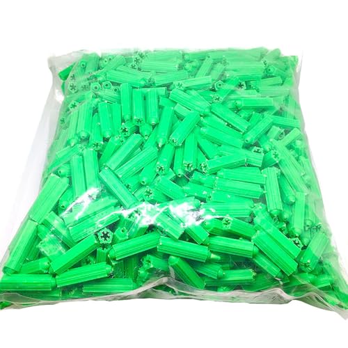 TopHomer 200Pcs M8 Green Plastic Drywall Screw Anchor Plugs, Expansion Fixings for Porous Bricks, Aerated Concrete, and Wall Materials