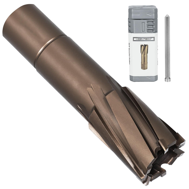 KEENTECH Carbide-Tipped Annular Cutter, 3/4" Dia. x 1-3/8" Depth, 3/4'' Weldon Shank, TCT Mag Drill Bit with Advanced PVD Nano-Coating for Faster, Smoother, Longer-Service Life Cutting Harder Metal 3/4" diameter