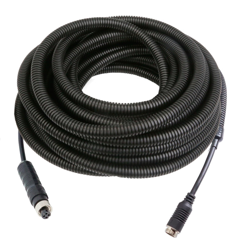 4 Pin Backup Camera Cable with Corrugated Tube Cover, 4 Pin Aviation Extension Cord, Weatherproof, Compatible with Rearview Camera Systems, Radar DVRs, CCTV Security Systems(33FT/10M) 33ft