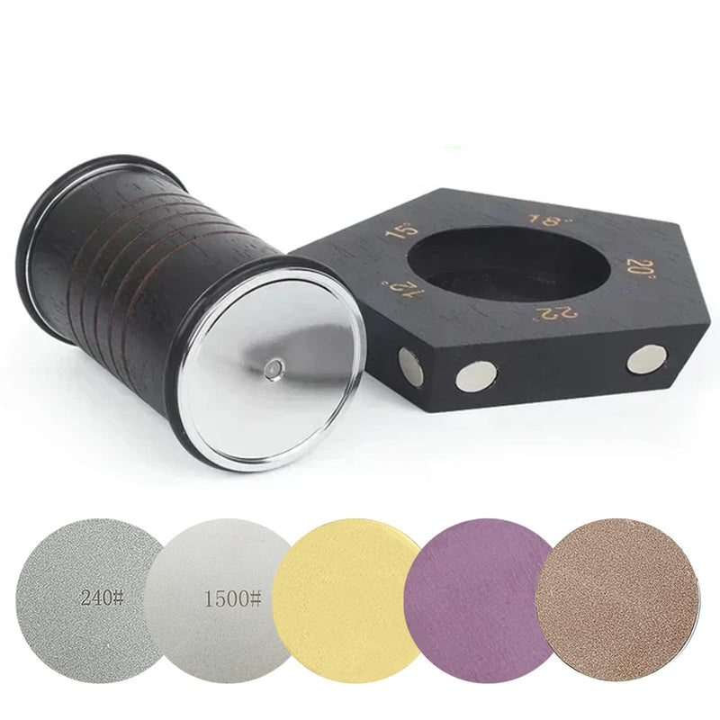 Rolling Knife Sharpener with 2 Diamond Disc and 2 Corundum Disc, Rolling Knife Sharpener Kit with 5 Magnetic Angle Offer 12/15/18/20/22° for Kitchen Knives (SET-B) SET-0