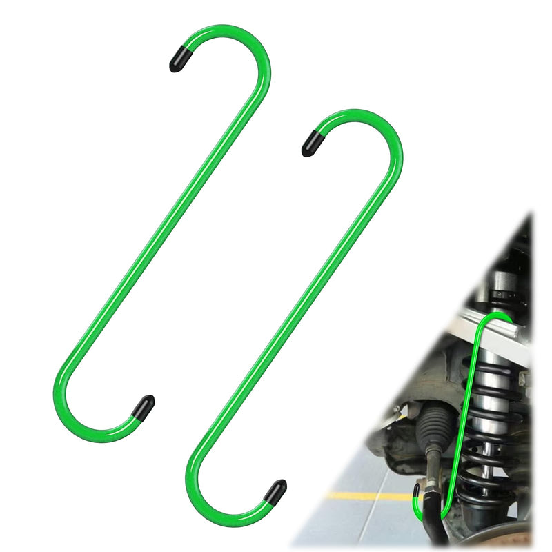 2PCS Brake Caliper Hanger Caliper Hangers Hooks with Rubber Tips, Durable Steel, Rust-Proof Automotive Tools for Braking, Axle, Suspension, Herramientas para Extensión de Frenos Green-2PCS