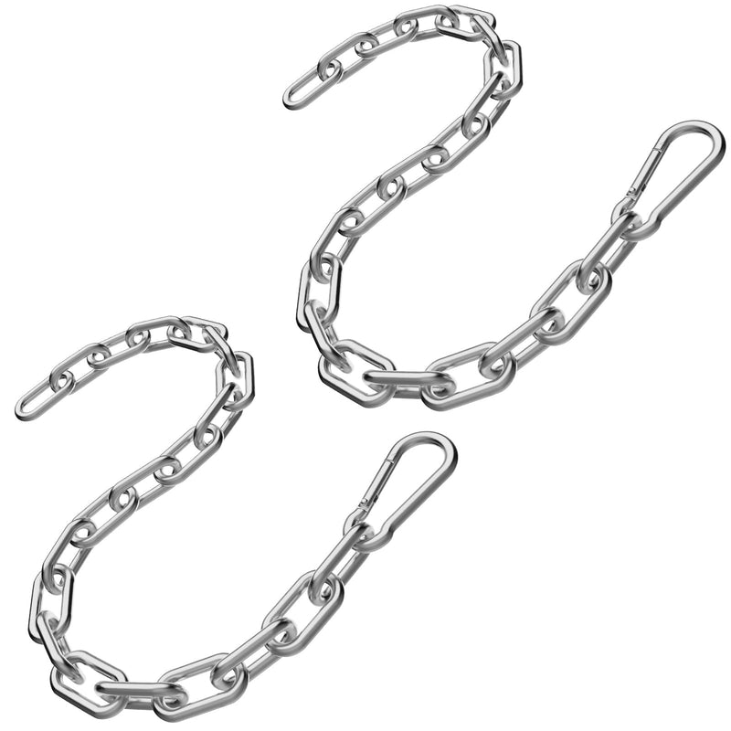Gate Chain Lock, 23.6 Inch 304 Stainless Steel Chain Fence Gate Latch with Carabiner, Outdoor Hardware Lock Chain for Yards, Pet Cages, Horse Goat Dog Stall Barn and Fence Gates (Silver Dia 5mm-2Pcs) Silver Dia 5mm-2Pcs