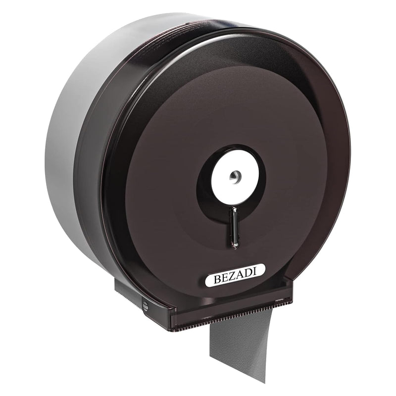 Jumbo Roll Toilet Paper Dispenser Wall Mount Waterproof No-Drill for Restrooms with Lock ABS Black 51018 Black-1