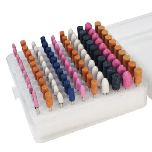 100 Pcs 1/8'' Shank Aluminum Oxide Rotary Grinding Stone Sets