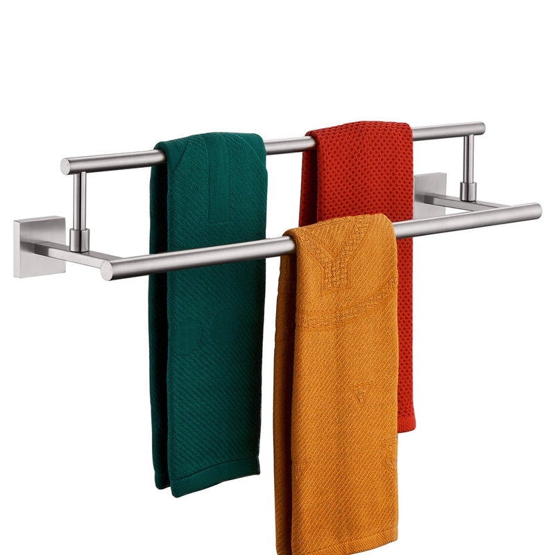 KOKOSIRI Bath Towel Holders Brushed Nickel Bathroom Rack 24-Inch Double Towel Bars Rails for Garage Kitchen Stainless Steel B5009BR-L24