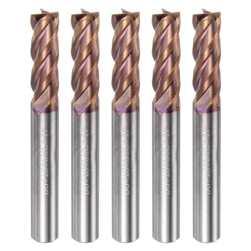 HARFINGTON 5pcs Carbide Square End Mill 6mm (15/64") Dia 6mm (15/64") Shank