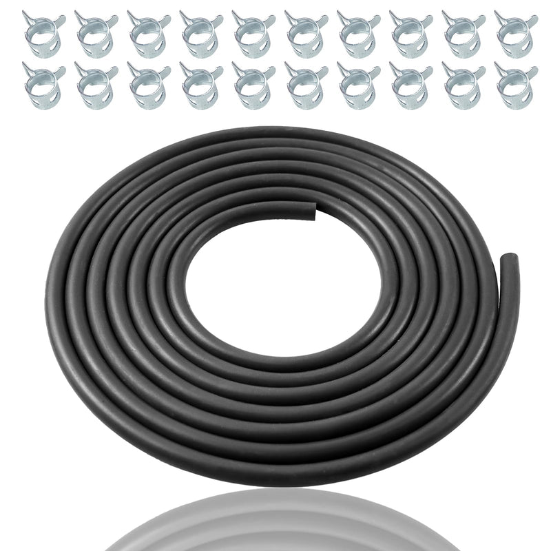 10 Feet 3/16 Inch ID Fuel Line Hose Compatible with Honda Champion Predator Briggs & Stratton Kohler Kawasaki Small Engine Generator Kart Minibike Rubber Fuel Hose with 20 Clamps 3/16" ID-10ft