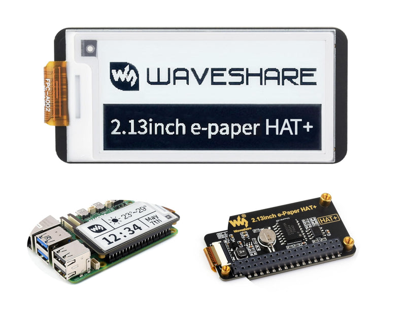 2.13inch E-Paper HAT+ for Raspberry Pi 5/ 4B/3B+/3B/2B/A+/Zero W/WH/Zero 2 W/Jetson Nano, E-Ink Display HAT+ Standard 250x122 Pixel SPI Interface with Pwnagotchi Tutorial Support Partial Refresh