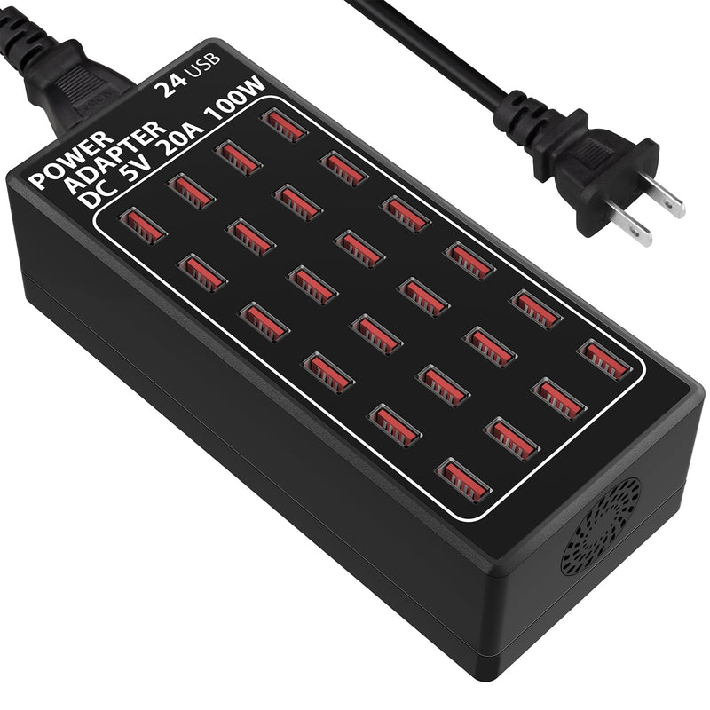 USB Charging Station, 100W/20A 24 Port Desktop Multiple Device Charger Station, Multi Ports Fast Phone Charging Station Organizer, Suitable for School Mall Shop Hotel
