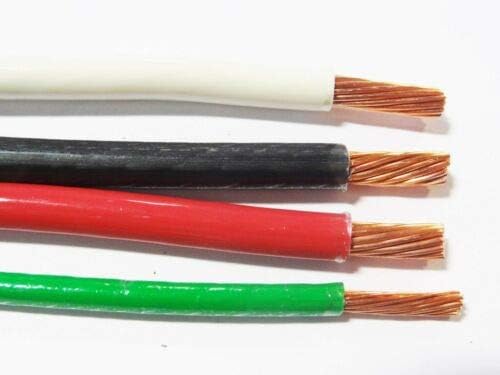 Generic 5 FEET EA THHN THWN 6 AWG Gauge - Black - White - Red - + 10 AWG Green Ground Hook Up Building Wire, (THHN-6-10-5), White,Green