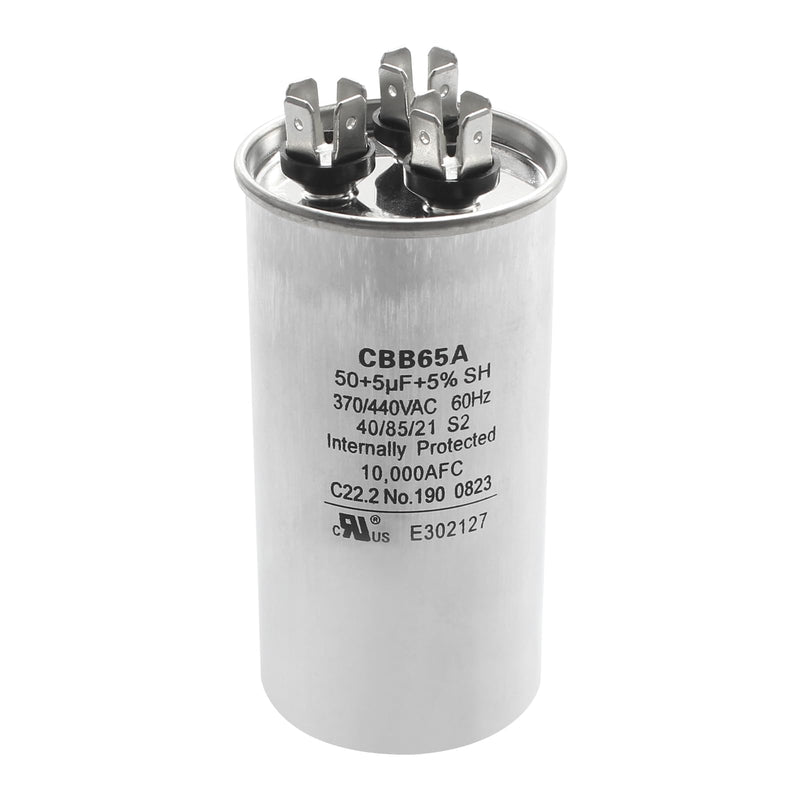 3100248.487 CBB65A Capacitor - 50 + 5uF 370/440VAC 60Hz 10,000AFC Dual Run Circular Start for United States Standard AC Motors, Heat Pumps, Air Conditioning and RV Camper A/C