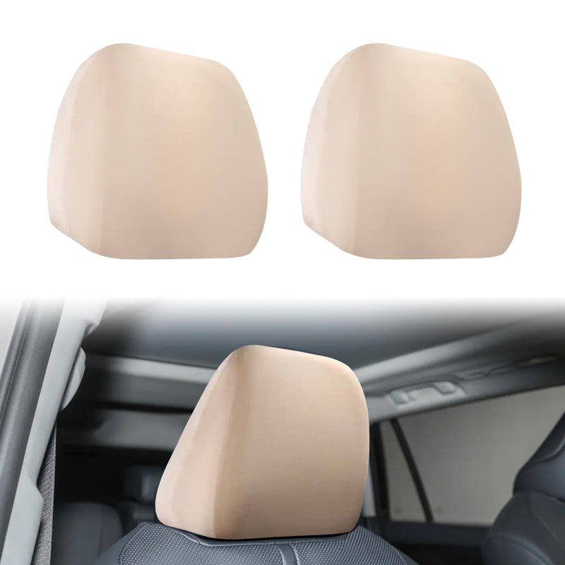 stymart 2 PCS Car Seat Headrest Cover, Universal Headrest Anti-Dirty Covers, Soft Car Head Rest Cover Protector, Protecting Decorative Accessories, for Cars, Vans, Trucks (Beige) Beige