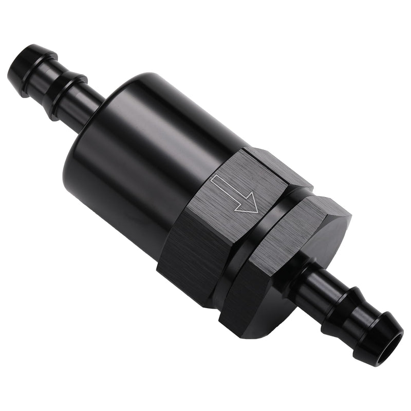 3/8" Billet Inline Fuel Filter 30 Micron Aluminum Black 3/8"