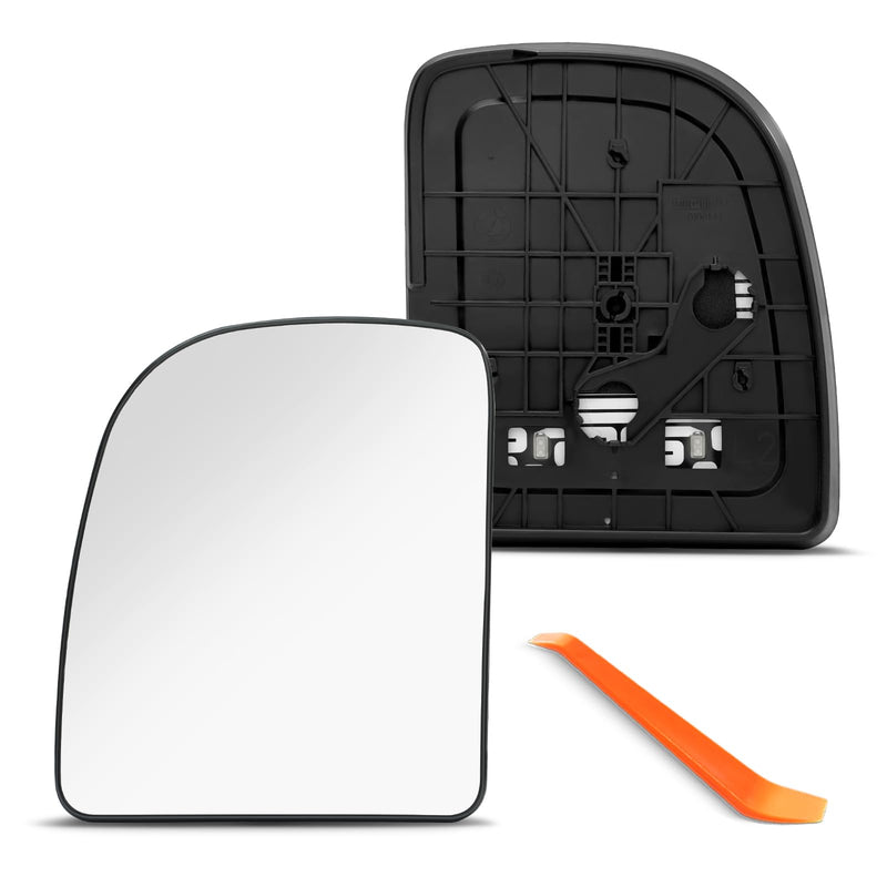Driver Side Mirror Replacement for Ford F250 F350 F450 1999-2007, Ford E150 2002-2004, E350 2002-2019, E450 2002-2017, Ford Excursion 2000-2005 - Left Side Upper Mirror Glass, Power Heated Driver Side（LH）